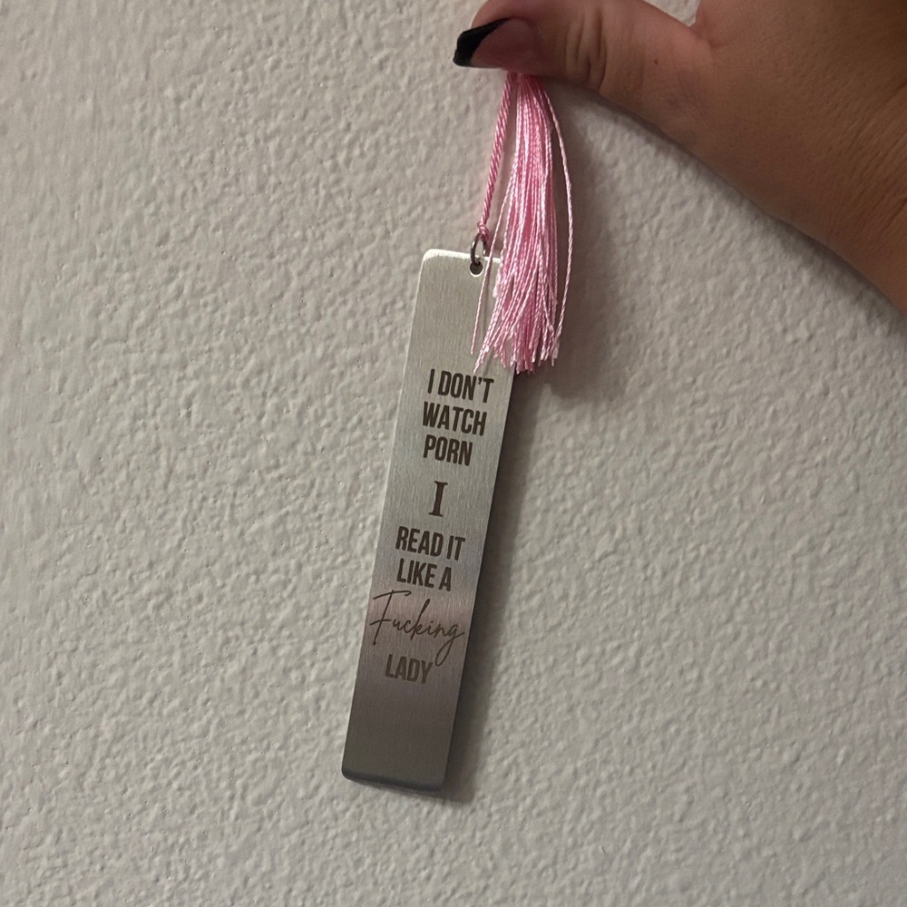 Silver Bookmark with Pink Tassel